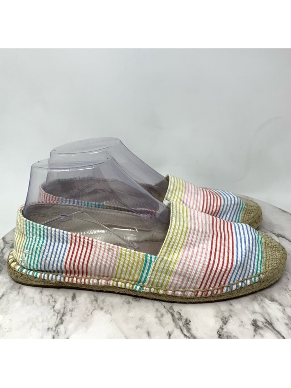 Joules Shelbury Seersucker Colorful Stripe Espadrille Flats 8.5-9 Coastal Preppy